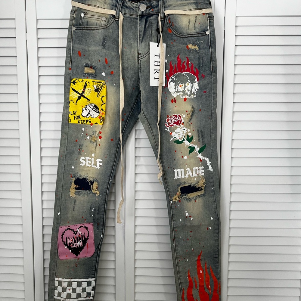 THRT Men's Artistic Jeans - Blue Denim